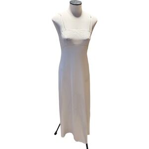 Vintage Glydons Ivory Nylon Lace Nightgown Maxi Slip Dress Small Made in USA